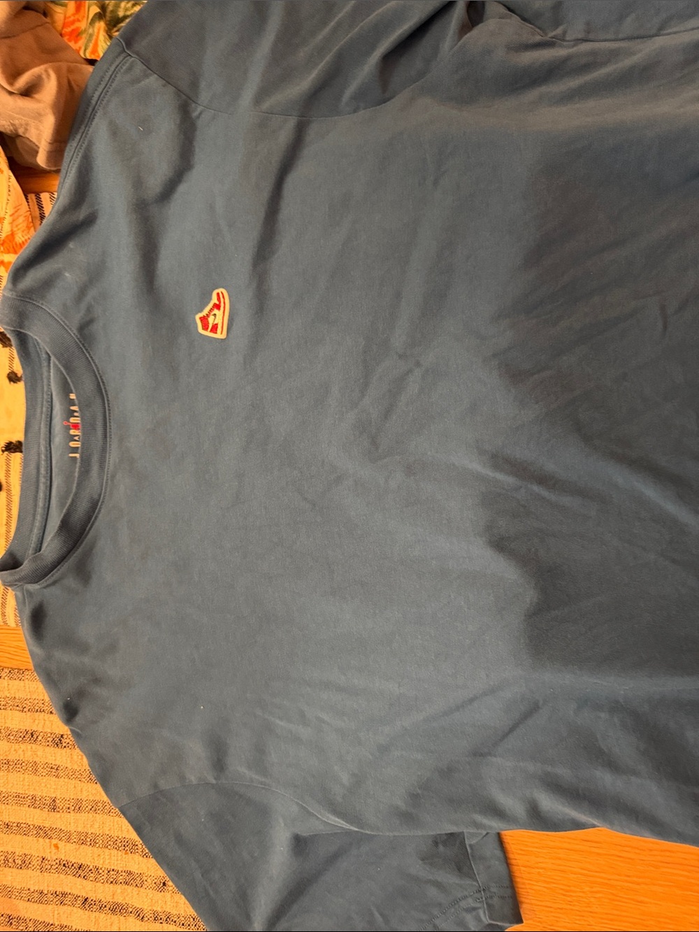 Jordan Blue Short-Sleeve Crewneck T-Shirt with Small Patch Logo